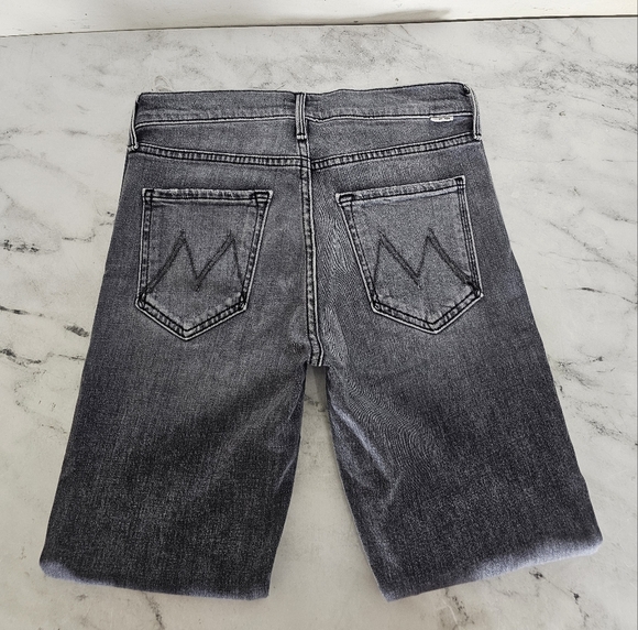 MOTHER The Rascal Ankle Fray High Rise Straight Leg Flare Gray Jeans 26 Preowned - Picture 6 of 11